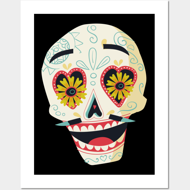 Floral sugar skull Wall Art by NiceIO